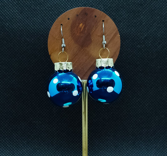 Blue Bauble Ornament Earrings